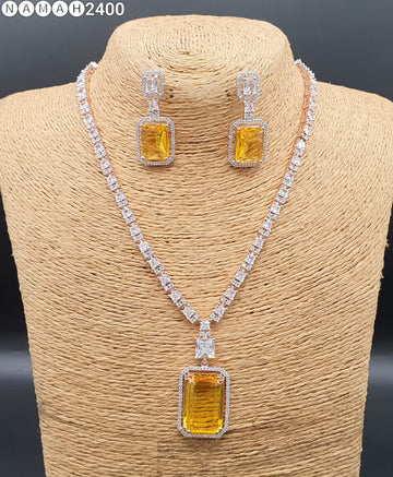 Beautiful American Diamond Jewellery Antique Set with Earrings