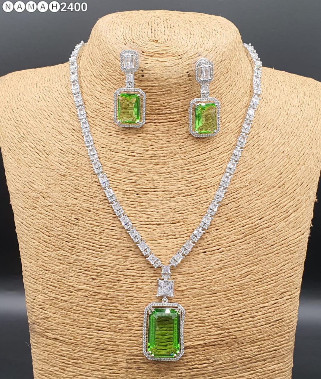 Beautiful American Diamond Jewellery Antique Set with Earrings