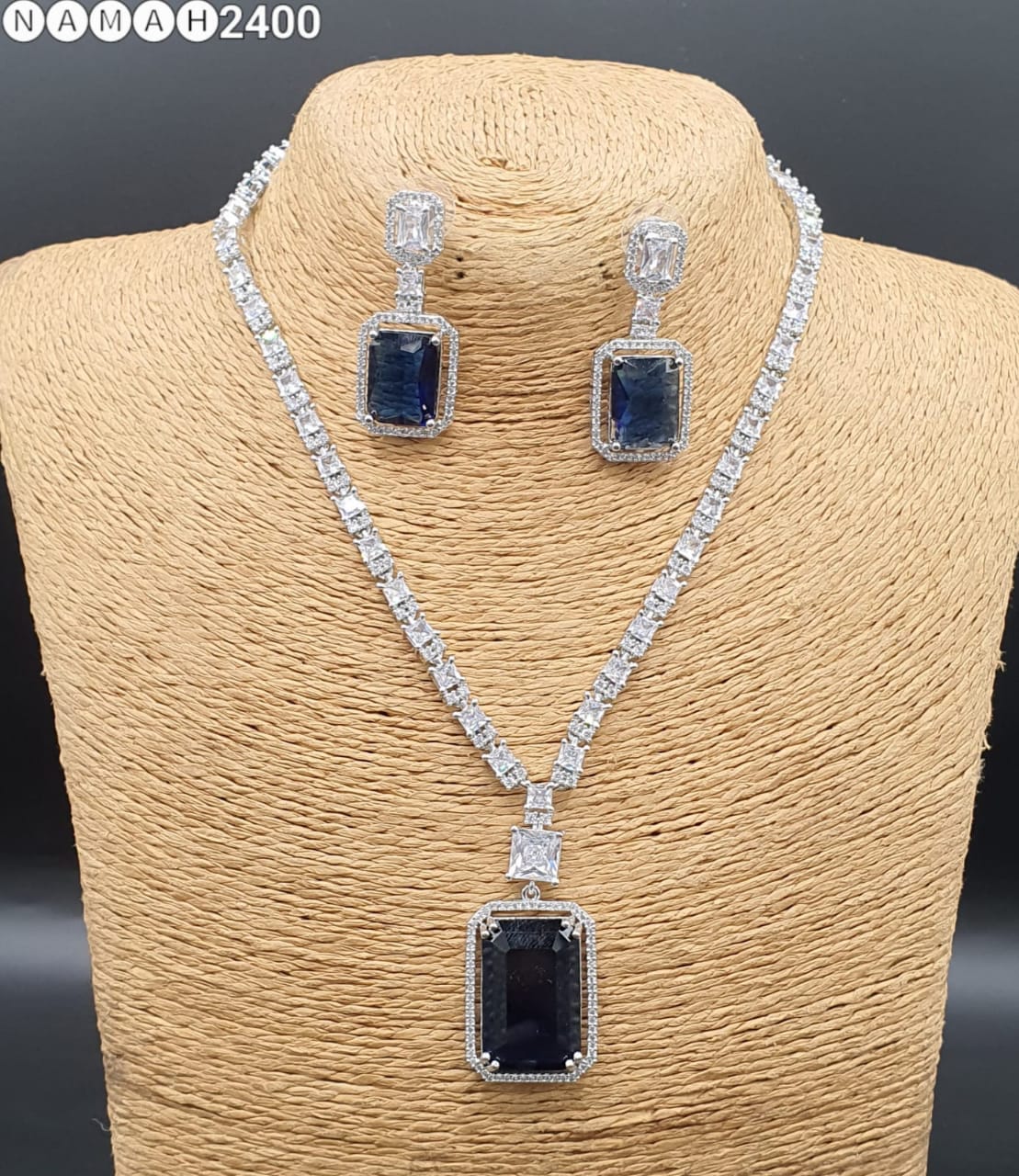 Beautiful American Diamond Jewellery Antique Set with Earrings