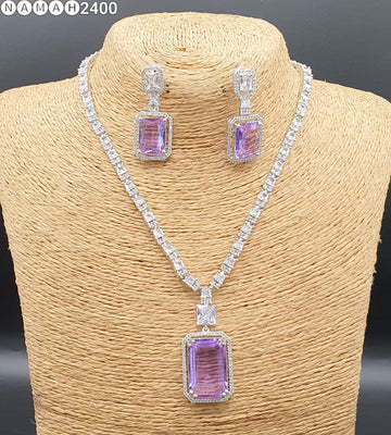 Beautiful American Diamond Jewellery Antique Set with Earrings