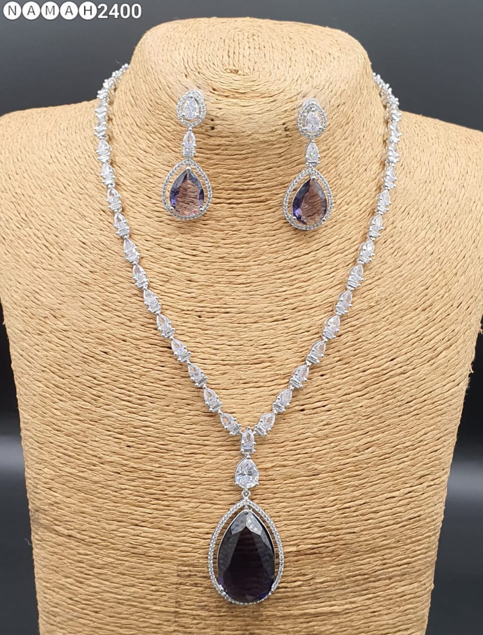 Beautiful American Diamond Jewellery Antique Set with Earrings