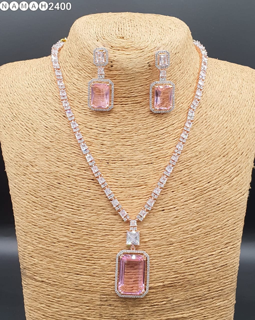 Beautiful American Diamond Jewellery Antique Set with Earrings