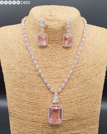 Beautiful American Diamond Jewellery Antique Set with Earrings