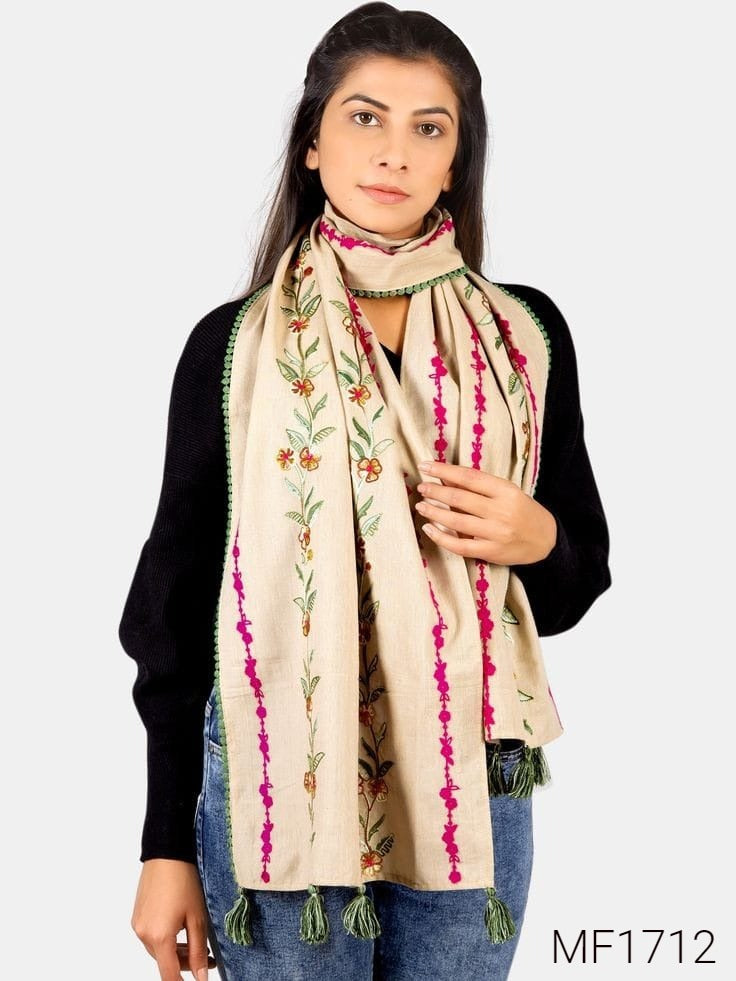 Navratri Embroidered Khadi stoles