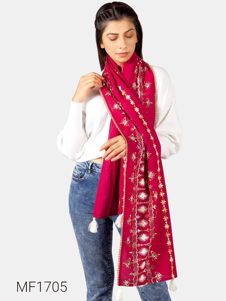 Navratri Embroidered Khadi stoles