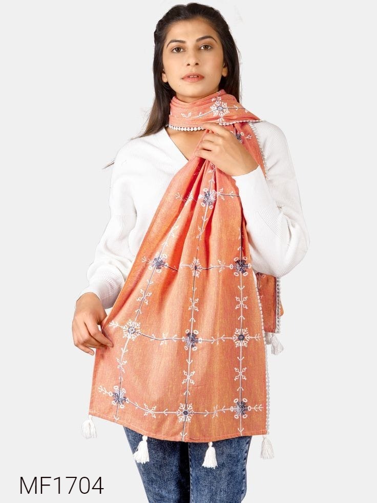 Navratri Embroidered Khadi stoles