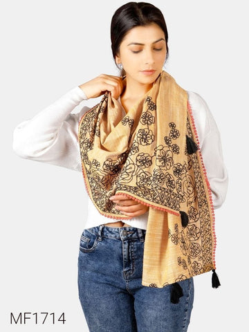 Navratri Embroidered Khadi stoles