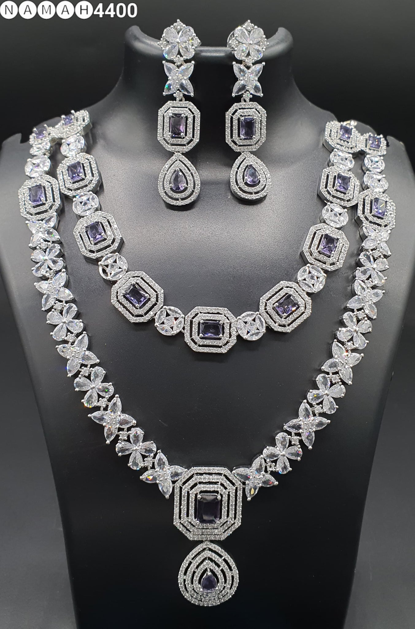 Beautiful American Diamond Jewellery Antique Set with Earrings