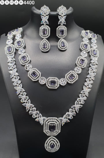 Beautiful American Diamond Jewellery Antique Set with Earrings