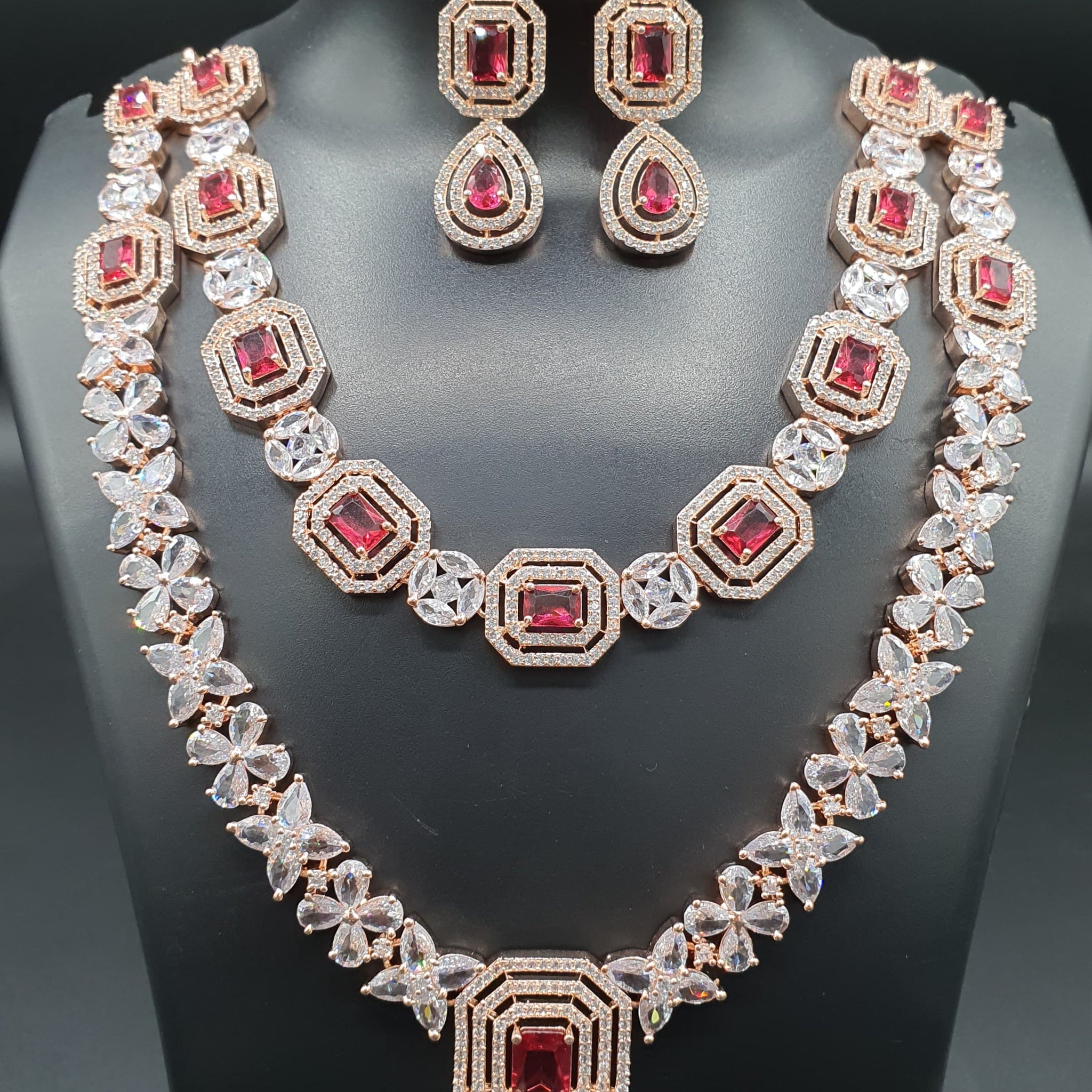 Beautiful American Diamond Jewellery Antique Set with Earrings