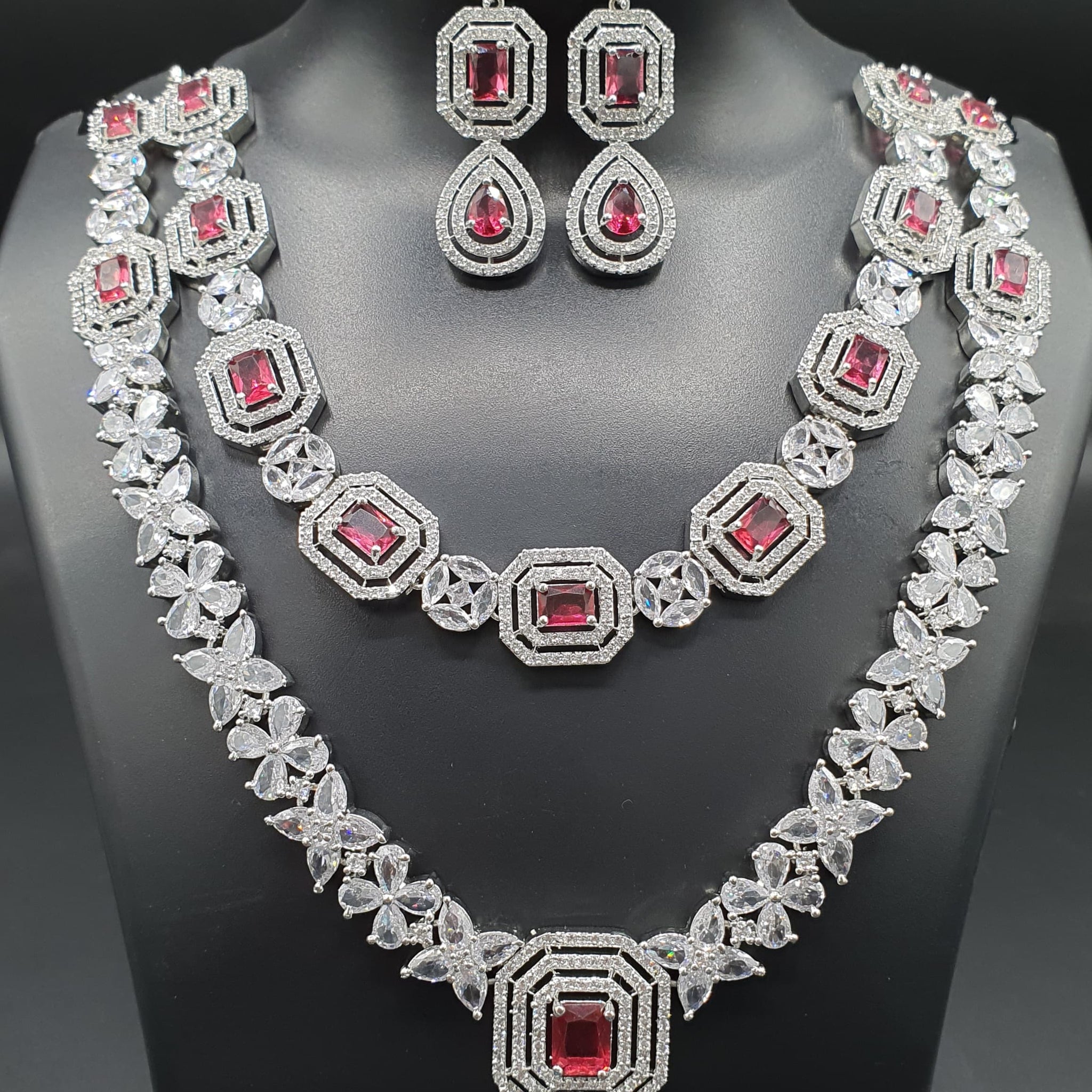 Beautiful American Diamond Jewellery Antique Set with Earrings