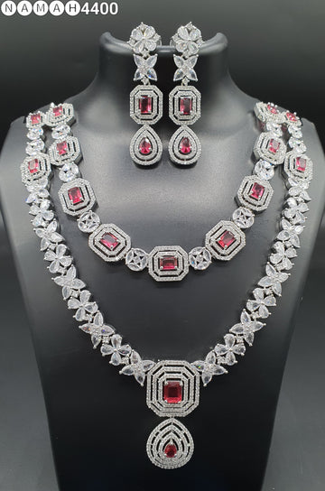 Beautiful American Diamond Jewellery Antique Set with Earrings