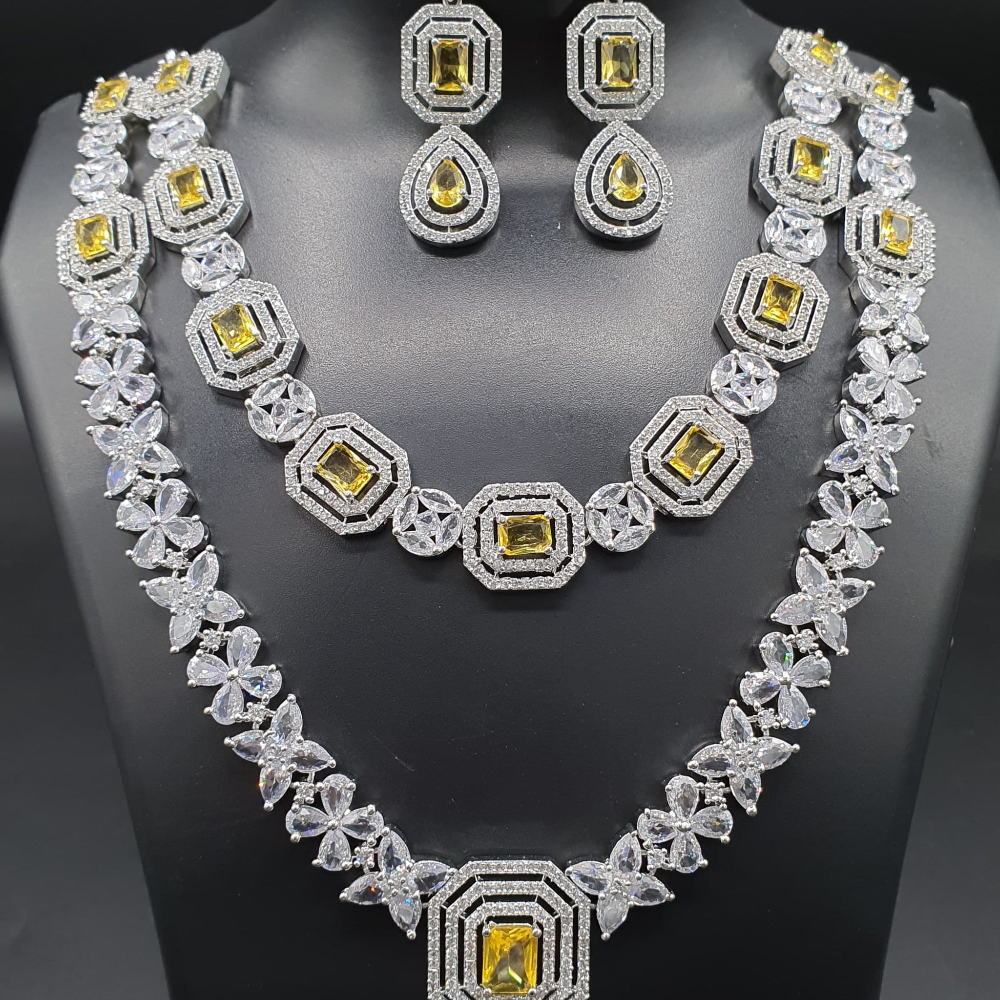 Beautiful American Diamond Jewellery Antique Set with Earrings