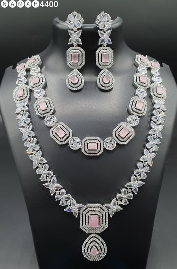 Beautiful American Diamond Jewellery Antique Set with Earrings