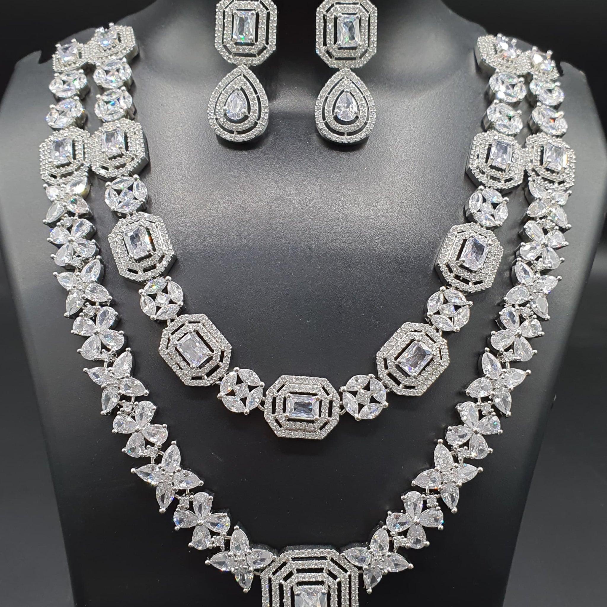 Beautiful American Diamond Jewellery Antique Set with Earrings