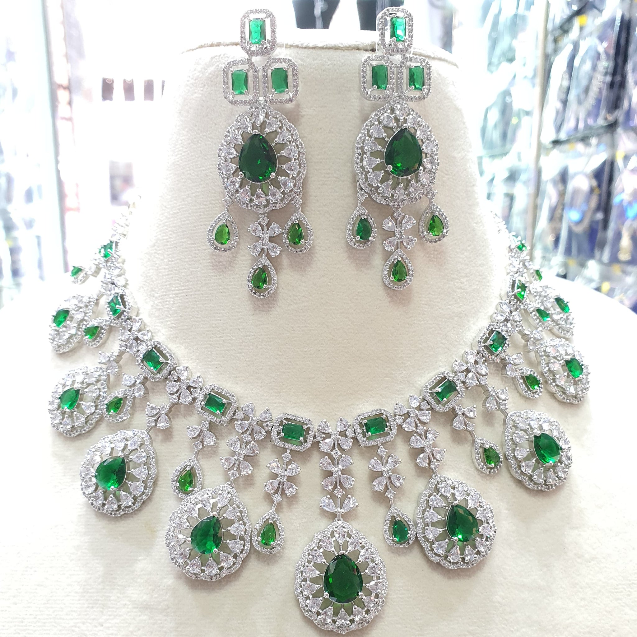 Beautiful American Diamond Jewellery Antique Set with Earrings