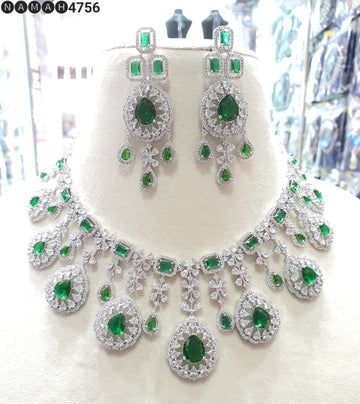 Beautiful American Diamond Jewellery Antique Set with Earrings