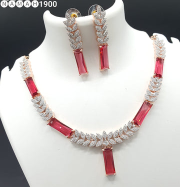 Beautiful American Diamond Jewellery Antique Necklace Set with Earrings