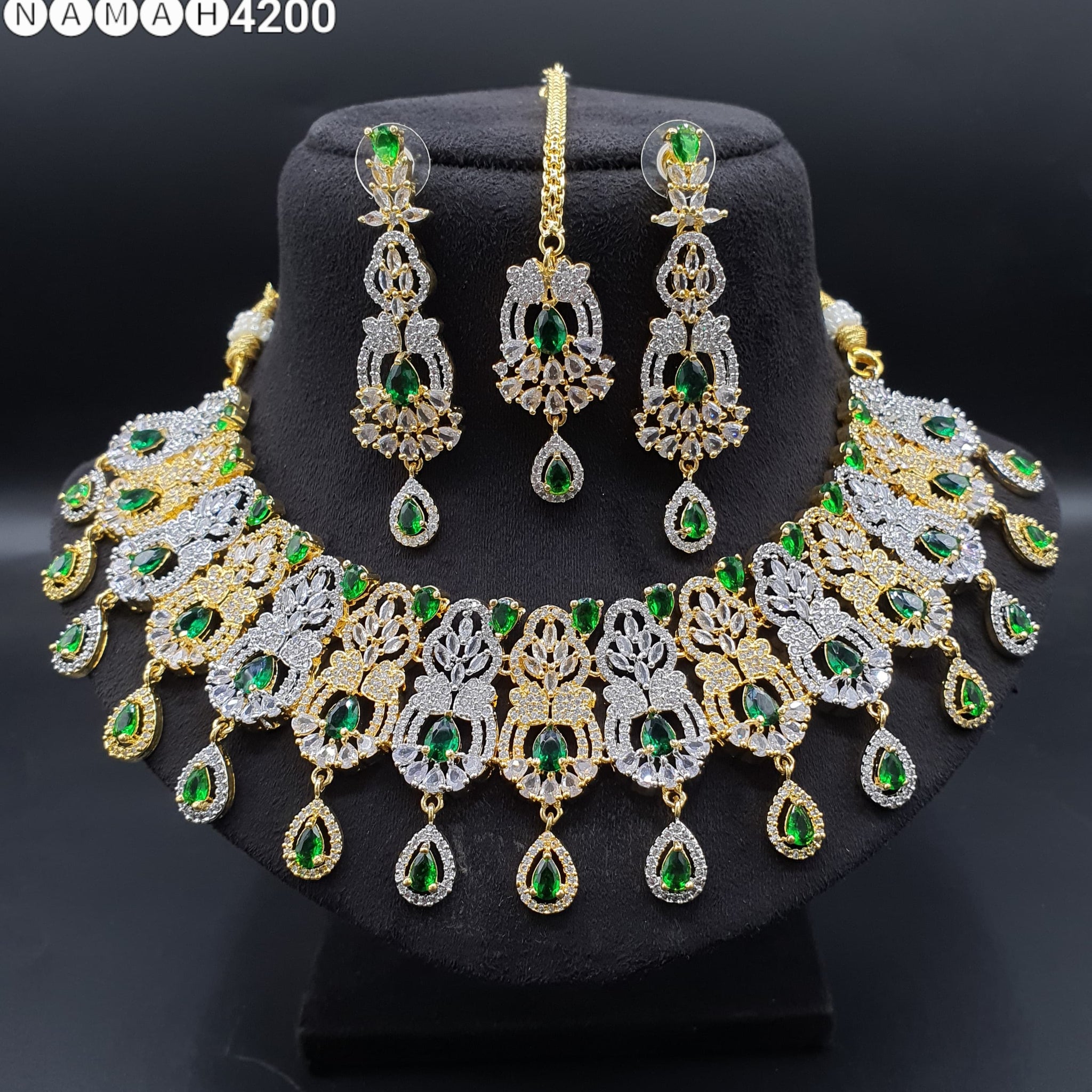 Beautiful American Diamond Padmavat Jewellery Antique Necklace Set with Earrings