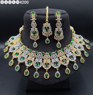 Beautiful American Diamond Padmavat Jewellery Antique Necklace Set with Earrings