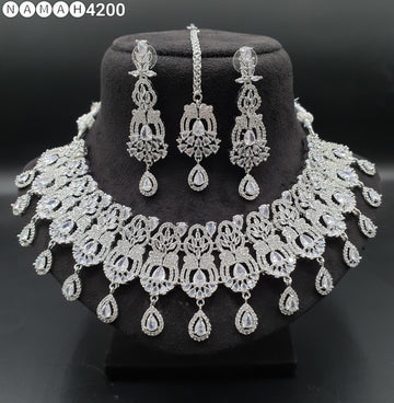 Beautiful American Diamond Padmavat Jewellery Antique Necklace Set with Earrings