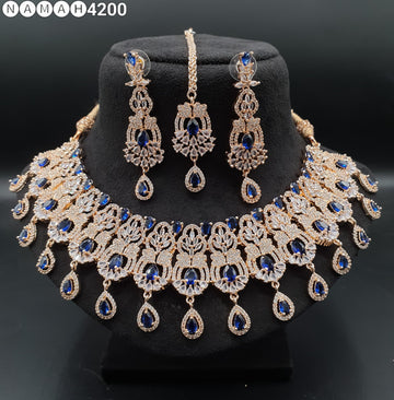 Beautiful American Diamond Padmavat Jewellery Antique Necklace Set with Earrings