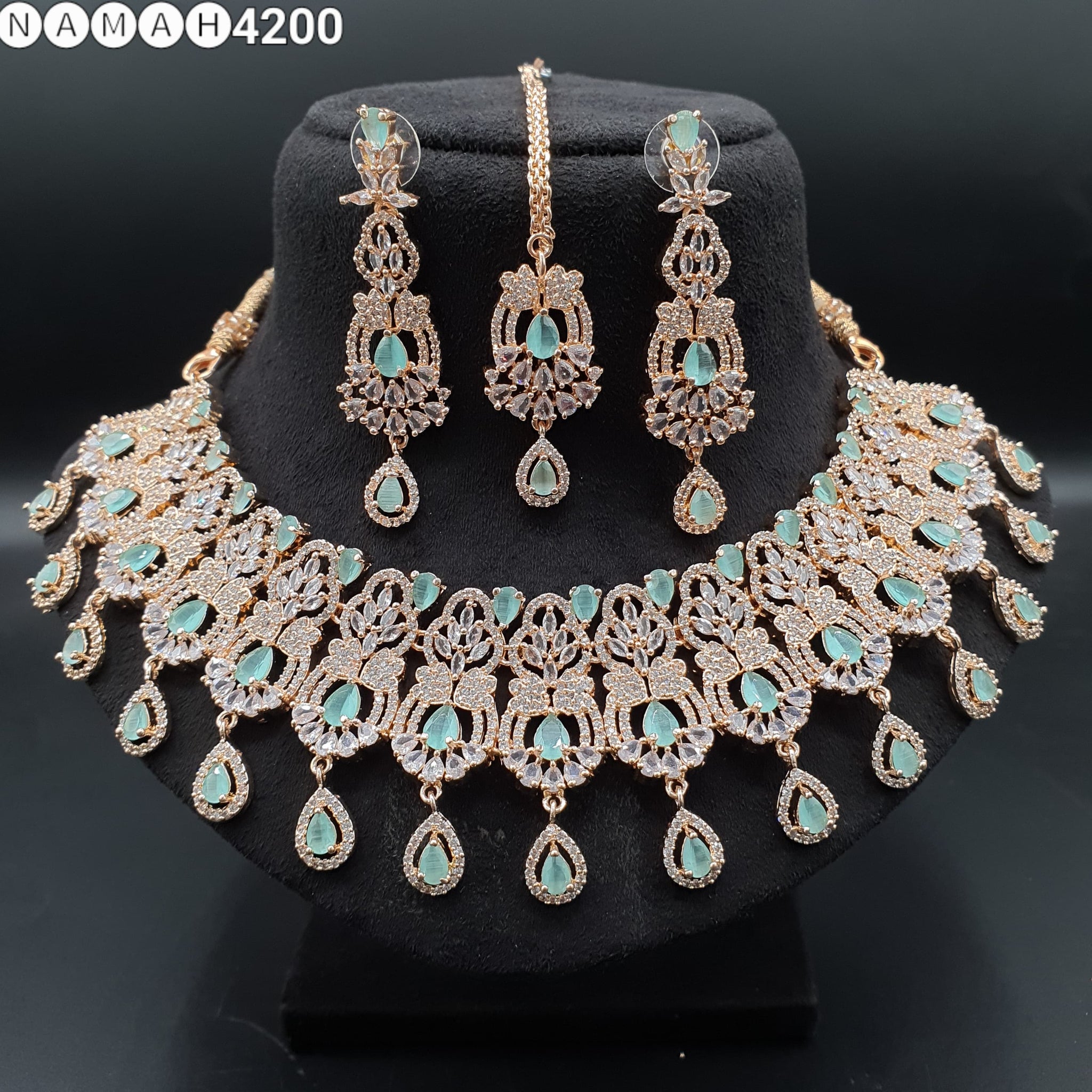 Beautiful American Diamond Padmavat Jewellery Antique Necklace Set with Earrings