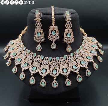 Beautiful American Diamond Padmavat Jewellery Antique Necklace Set with Earrings