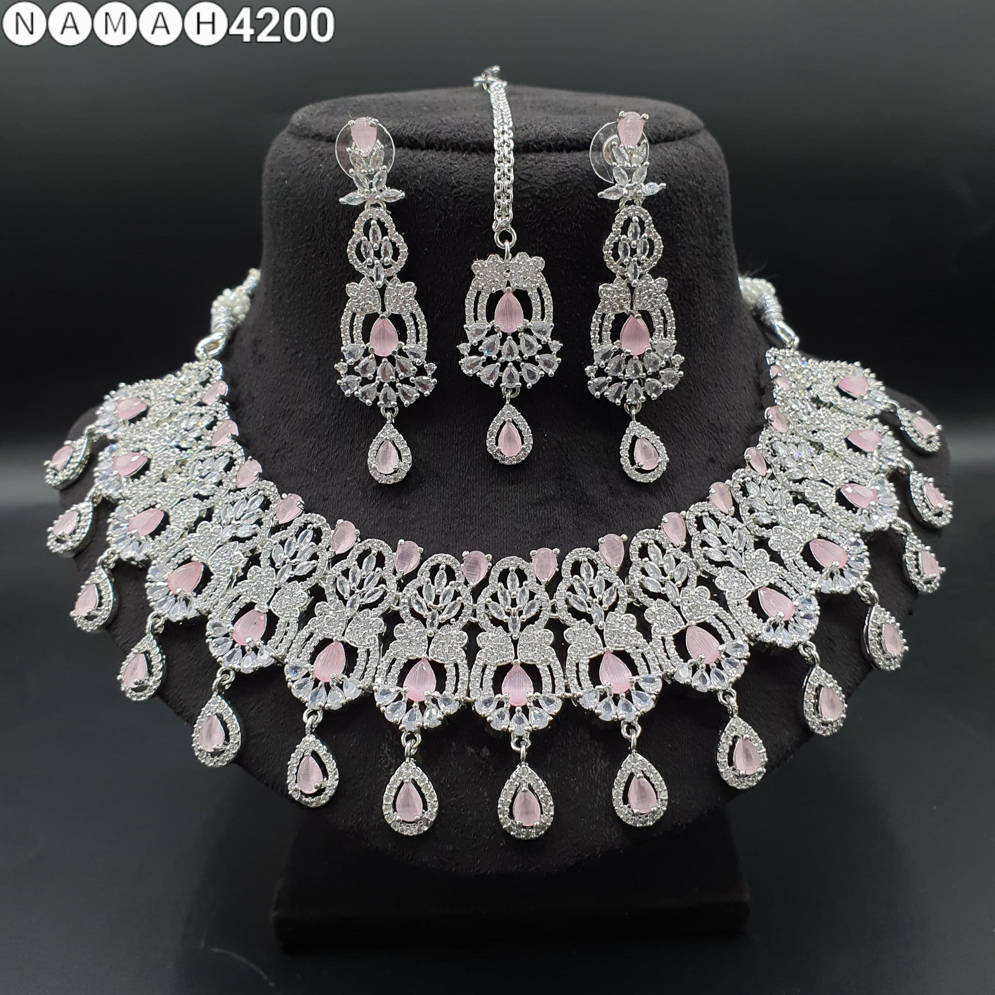 Beautiful American Diamond Padmavat Jewellery Antique Necklace Set with Earrings