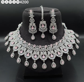 Beautiful American Diamond Padmavat Jewellery Antique Necklace Set with Earrings