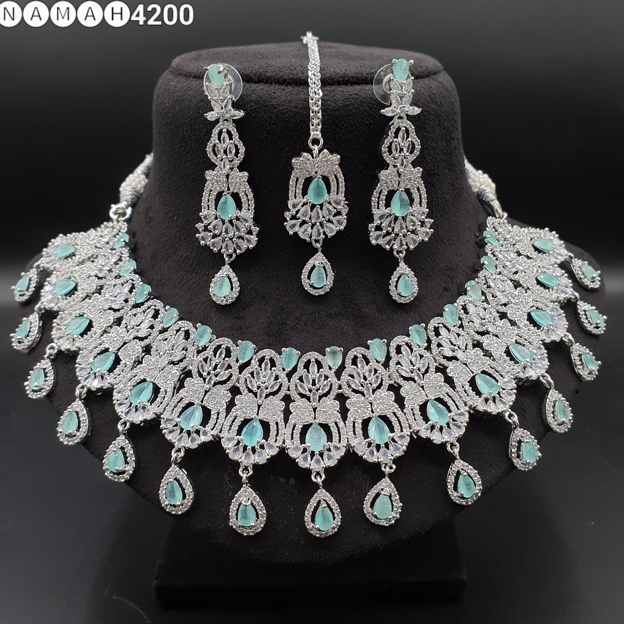 Beautiful American Diamond Padmavat Jewellery Antique Necklace Set with Earrings