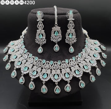 Beautiful American Diamond Padmavat Jewellery Antique Necklace Set with Earrings