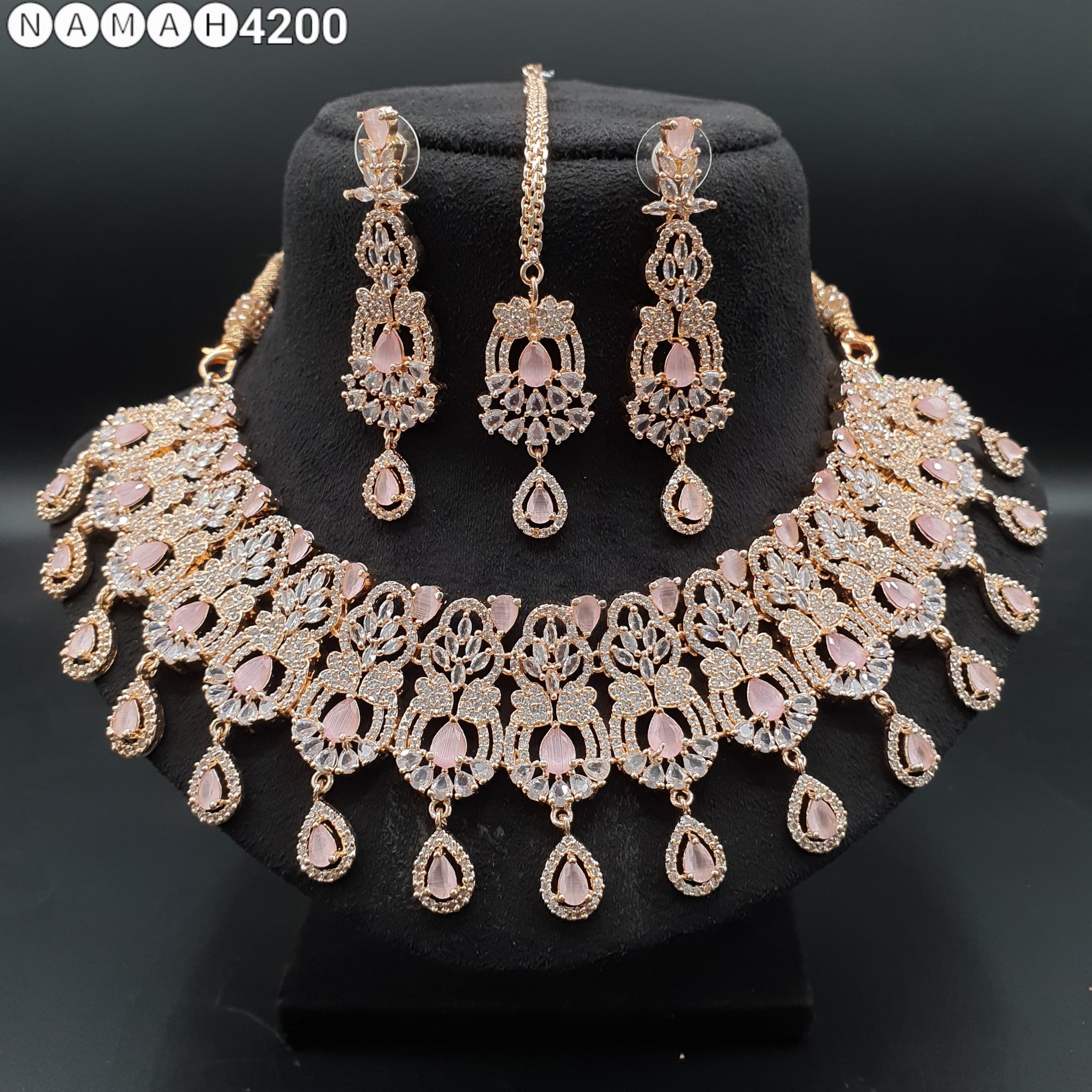 Beautiful American Diamond Padmavat Jewellery Antique Necklace Set with Earrings