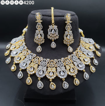 Beautiful American Diamond Padmavat Jewellery Antique Necklace Set with Earrings