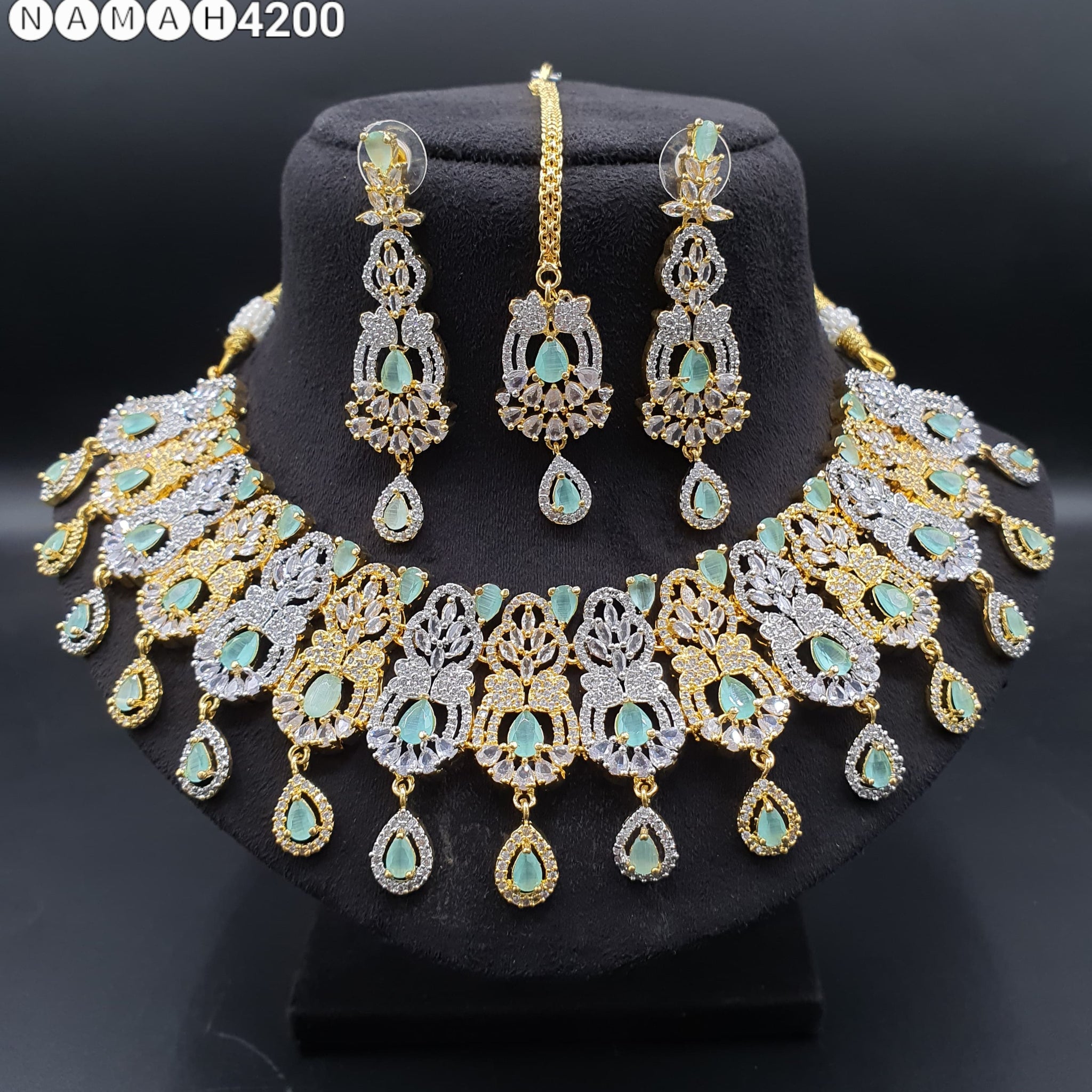 Beautiful American Diamond Padmavat Jewellery Antique Necklace Set with Earrings