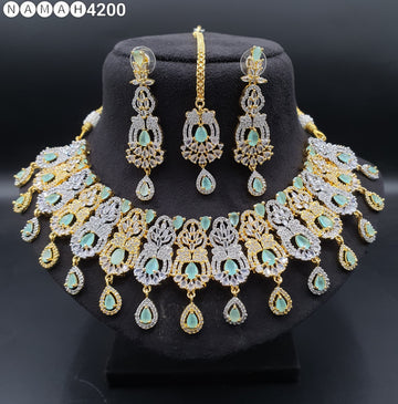 Beautiful American Diamond Padmavat Jewellery Antique Necklace Set with Earrings