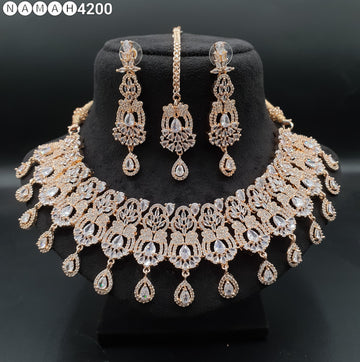 Beautiful American Diamond Padmavat Jewellery Antique Necklace Set with Earrings