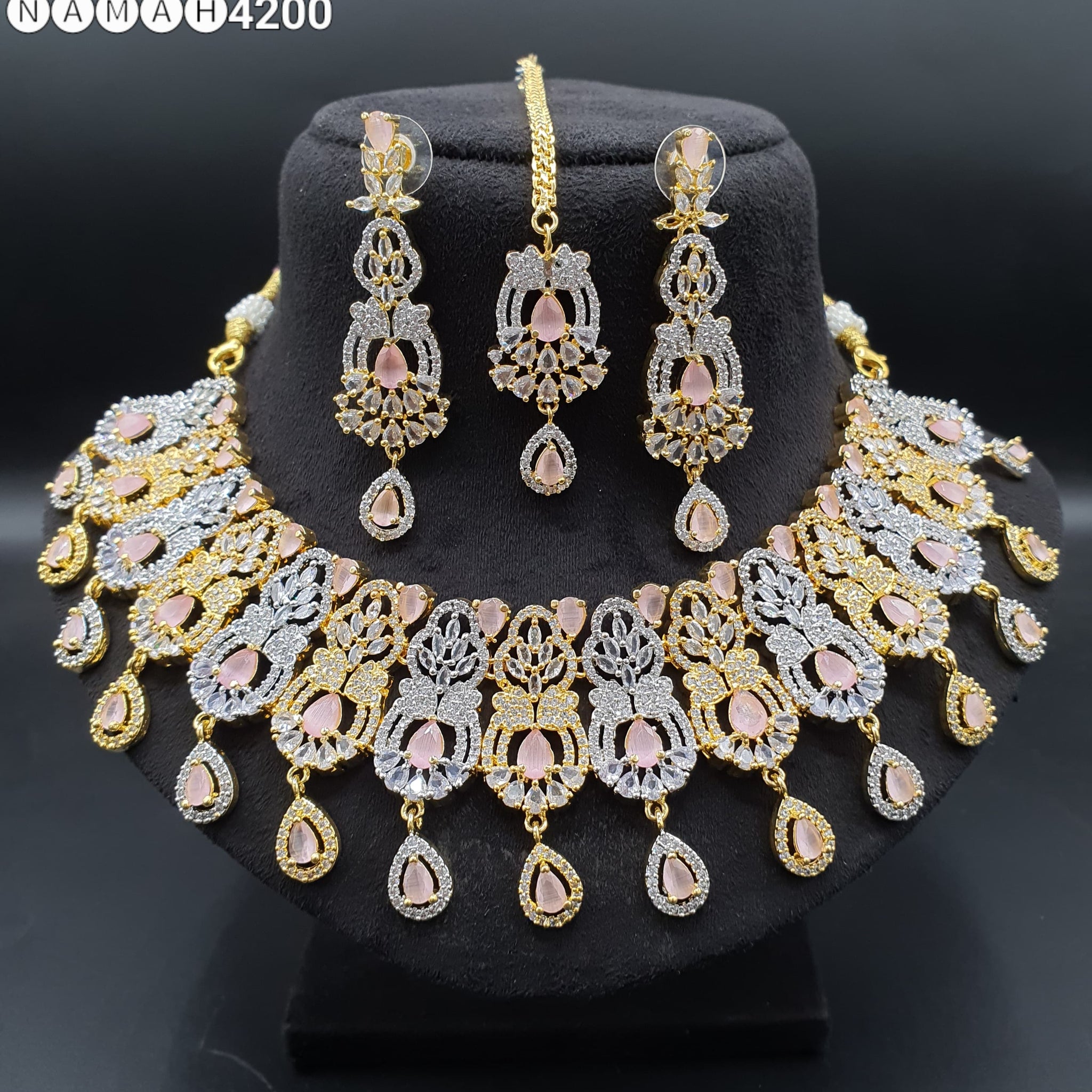 Beautiful American Diamond Padmavat Jewellery Antique Necklace Set with Earrings