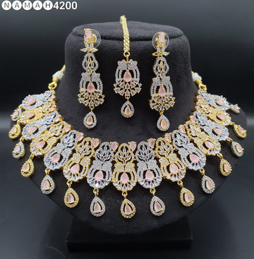 Beautiful American Diamond Padmavat Jewellery Antique Necklace Set with Earrings