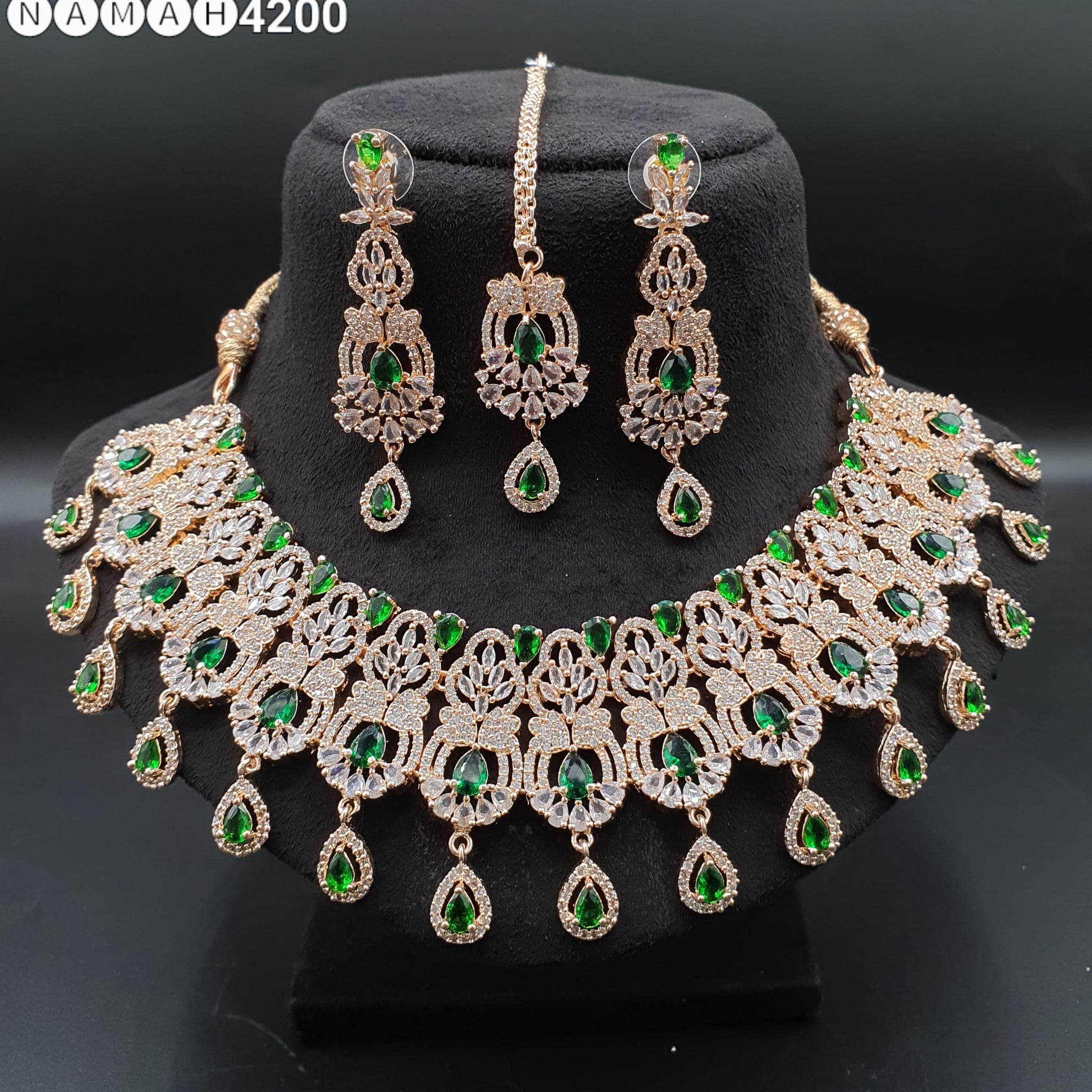 Beautiful American Diamond Padmavat Jewellery Antique Necklace Set with Earrings