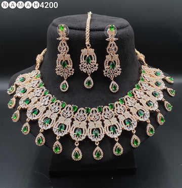 Beautiful American Diamond Padmavat Jewellery Antique Necklace Set with Earrings