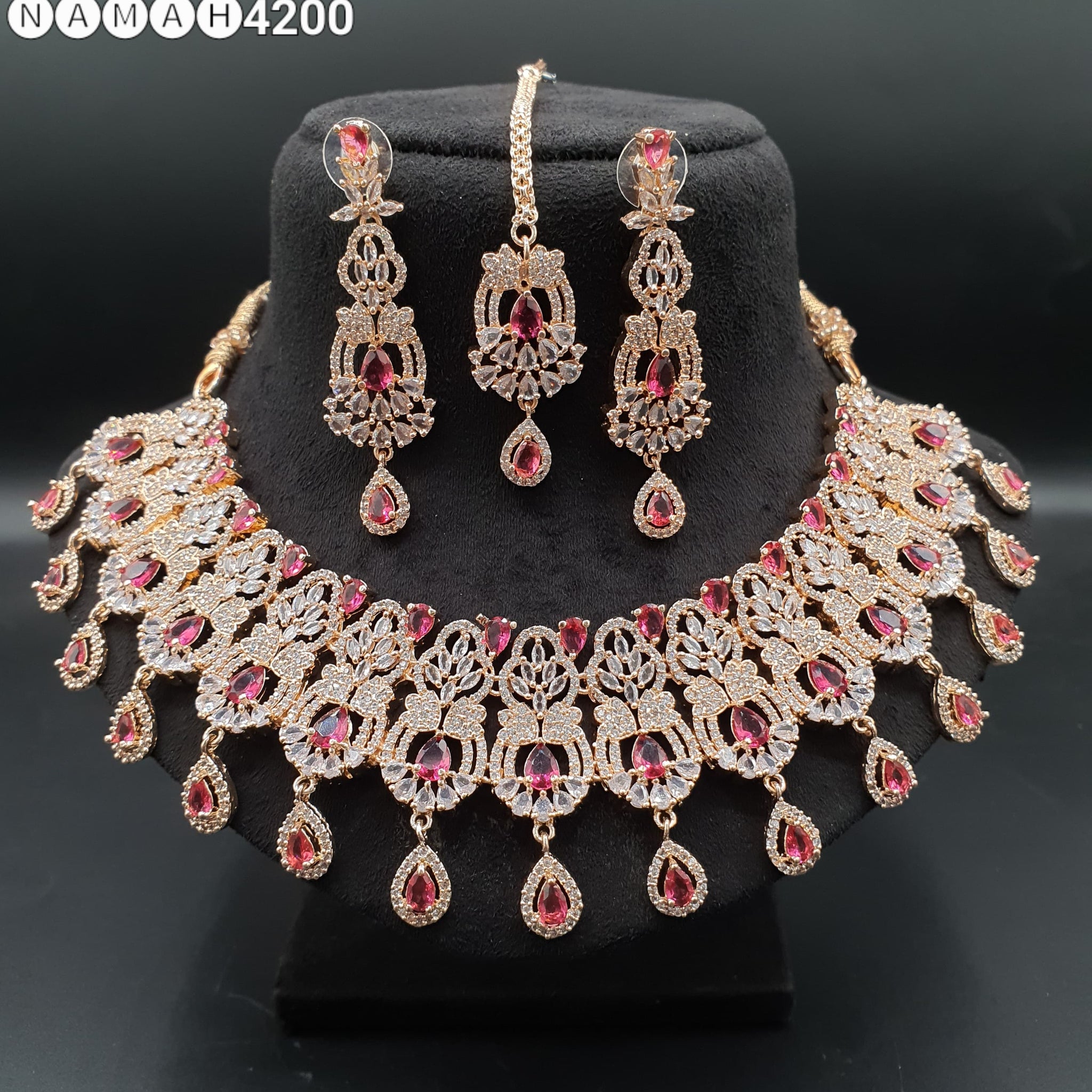 Beautiful American Diamond Padmavat Jewellery Antique Necklace Set with Earrings