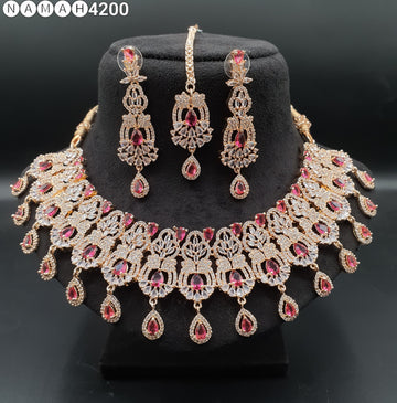 Beautiful American Diamond Padmavat Jewellery Antique Necklace Set with Earrings