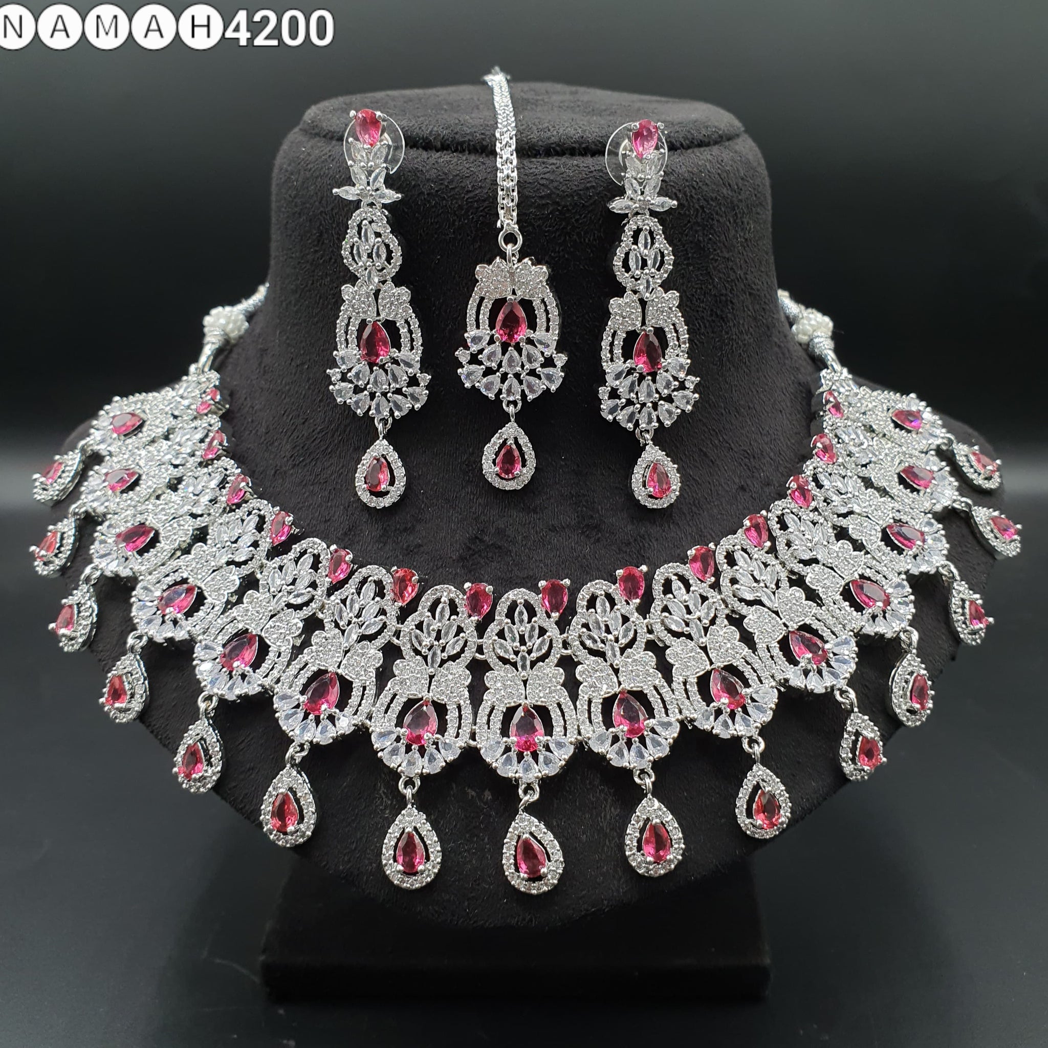 Beautiful American Diamond Padmavat Jewellery Antique Necklace Set with Earrings