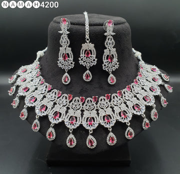 Beautiful American Diamond Padmavat Jewellery Antique Necklace Set with Earrings