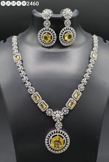 Beautiful American Diamond Padmavat Jewellery Antique Necklace Set with Earrings