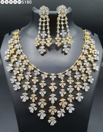 Beautiful American Diamond Padmavat Jewellery Antique Necklace Set with Earrings