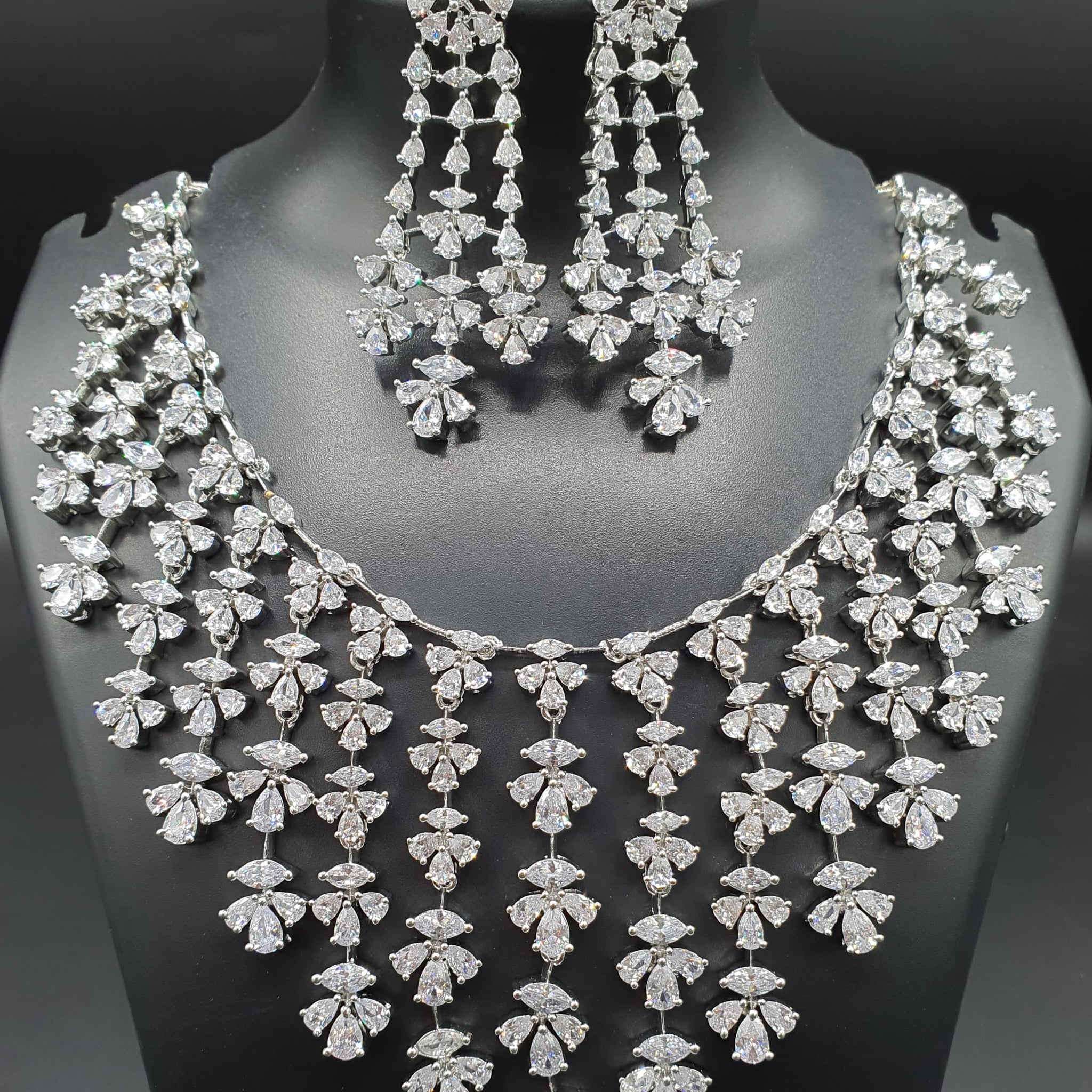 Beautiful American Diamond Padmavat Jewellery Antique Necklace Set with Earrings