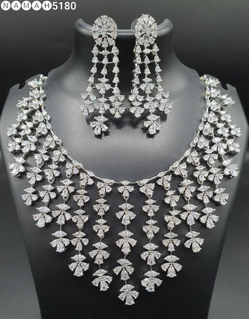 Beautiful American Diamond Padmavat Jewellery Antique Necklace Set with Earrings