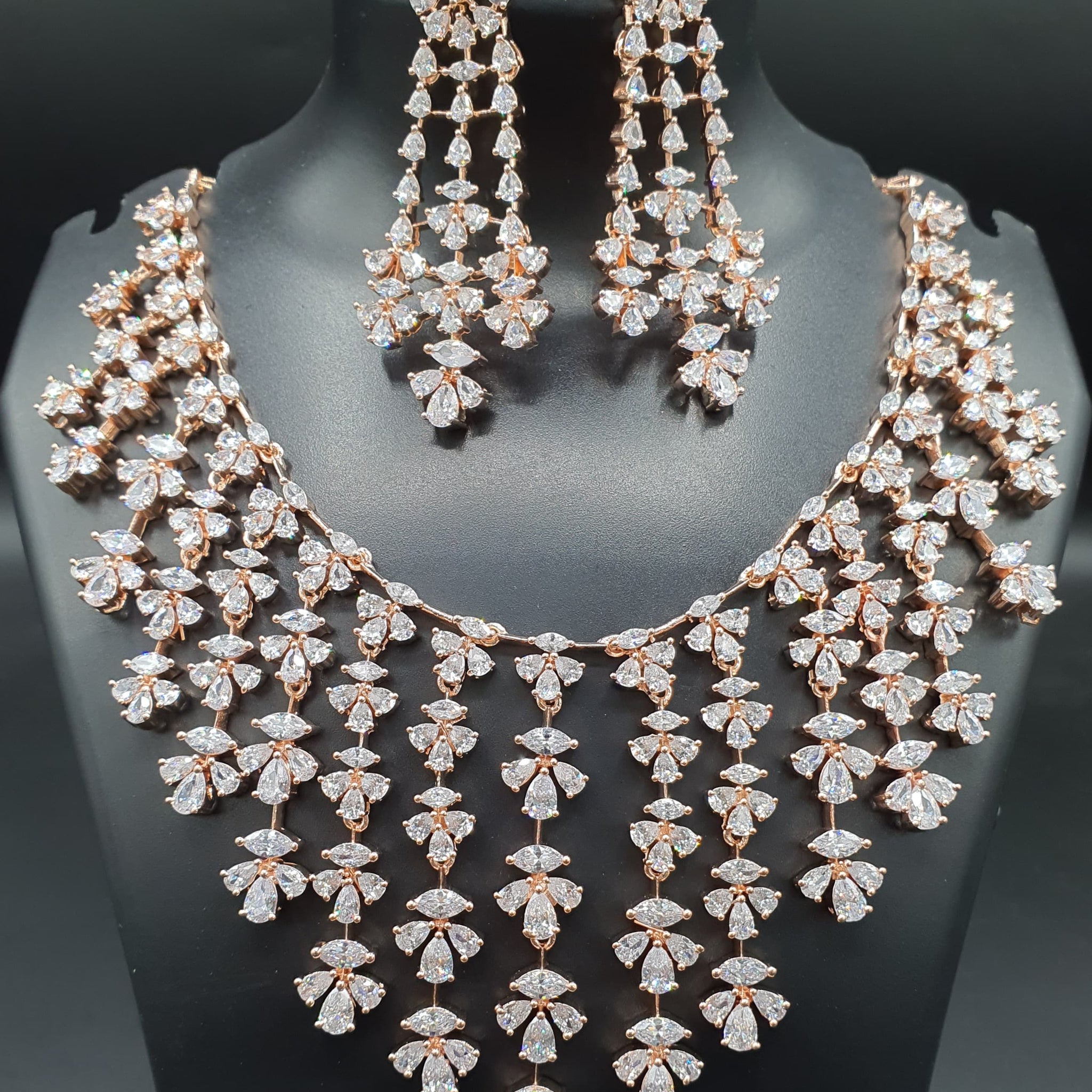 Beautiful American Diamond Padmavat Jewellery Antique Necklace Set with Earrings